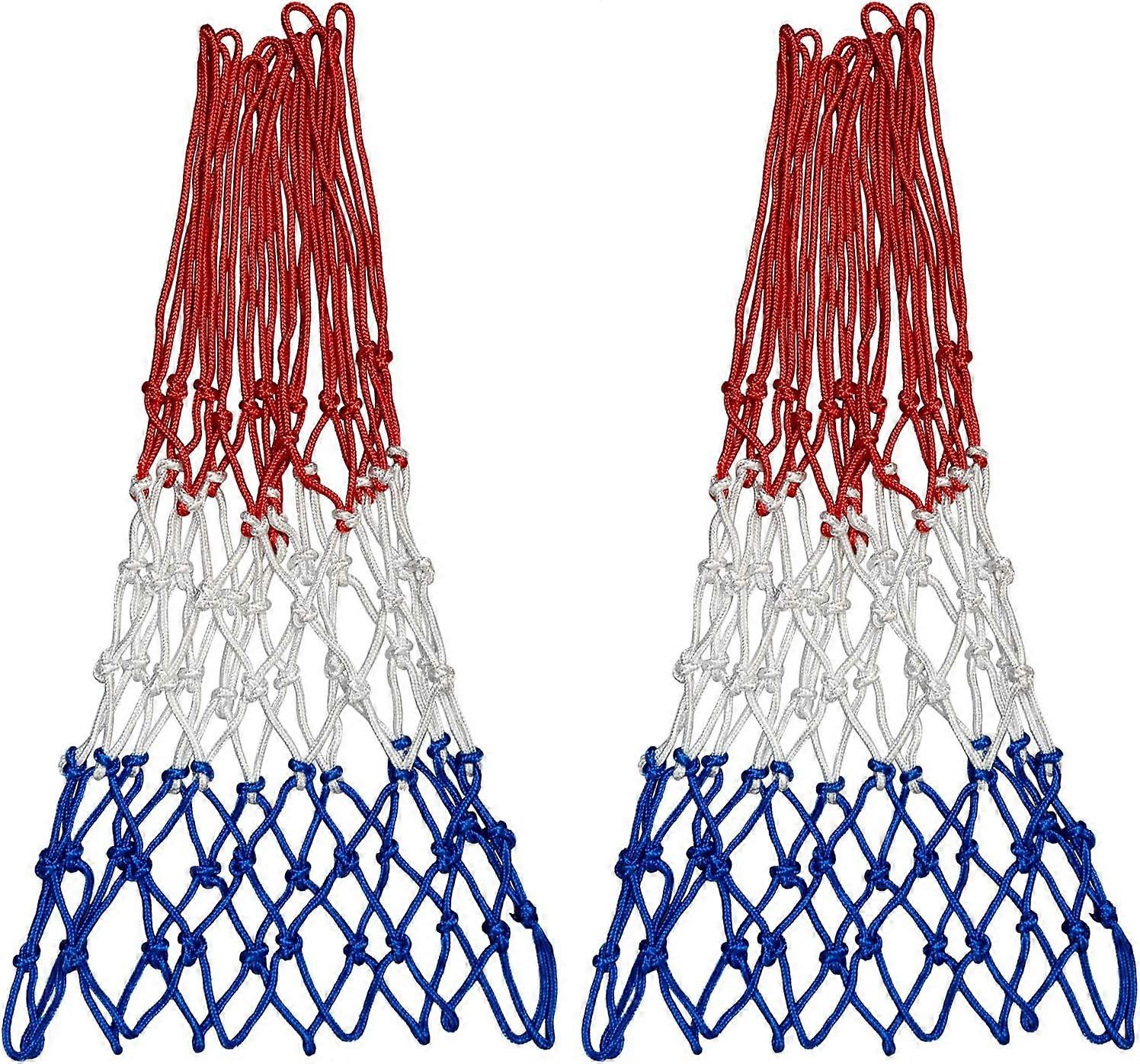 2 Pack Heavy Basketball Net - Rainproof Sunscreen, Red White Blue, 12 Loops
