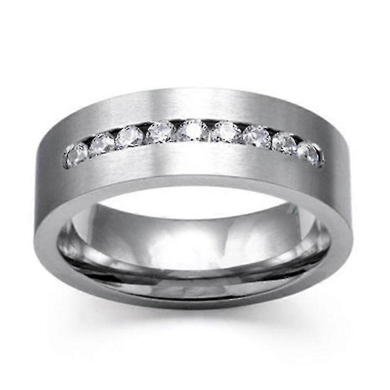 Silver Plated Gloss Set Crystal Diamond Ring - Men's Silver Glossy Set Crystal Diamond Ring