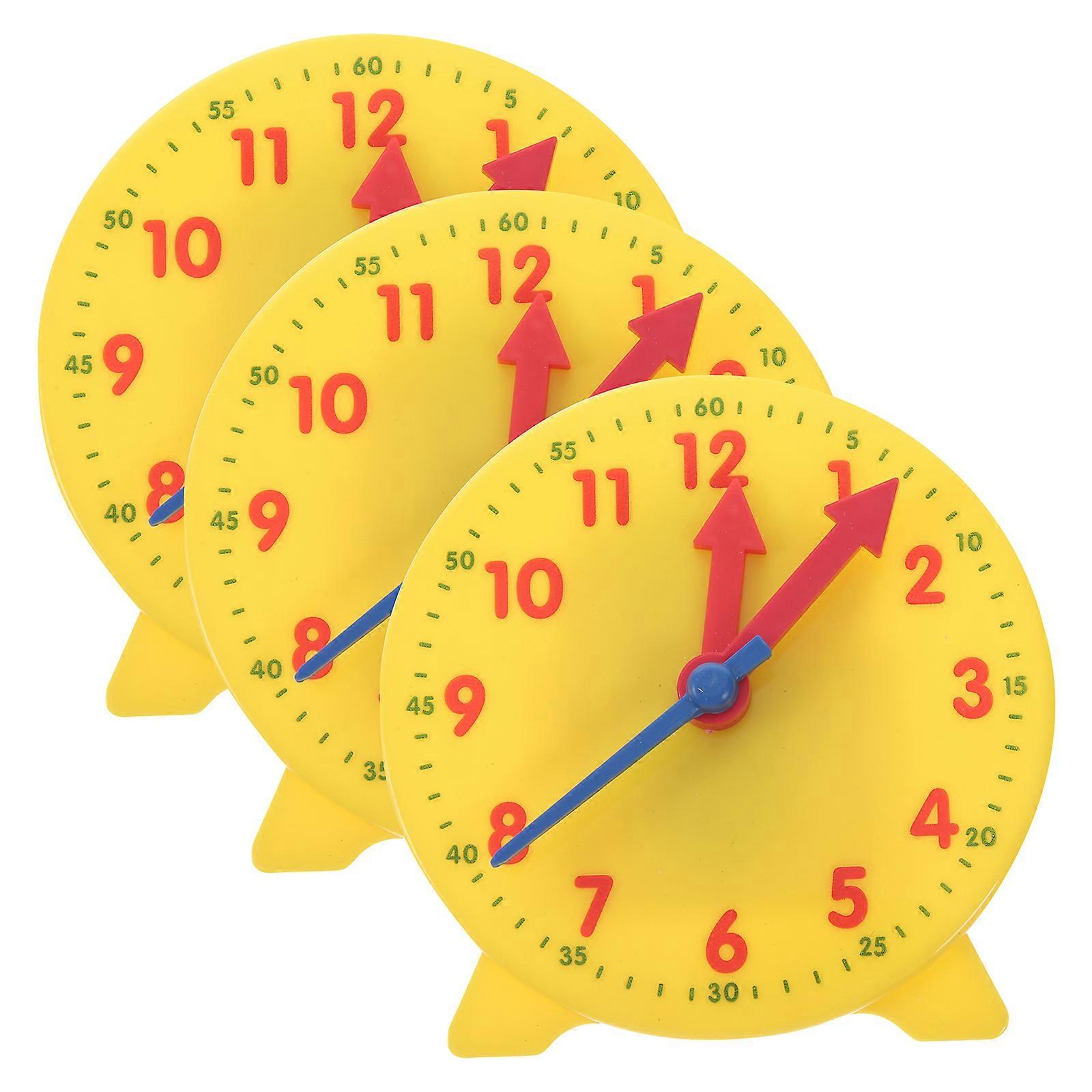 3pcs Classroom Display Clock Models Prop School Teaching Clock Models for Kids