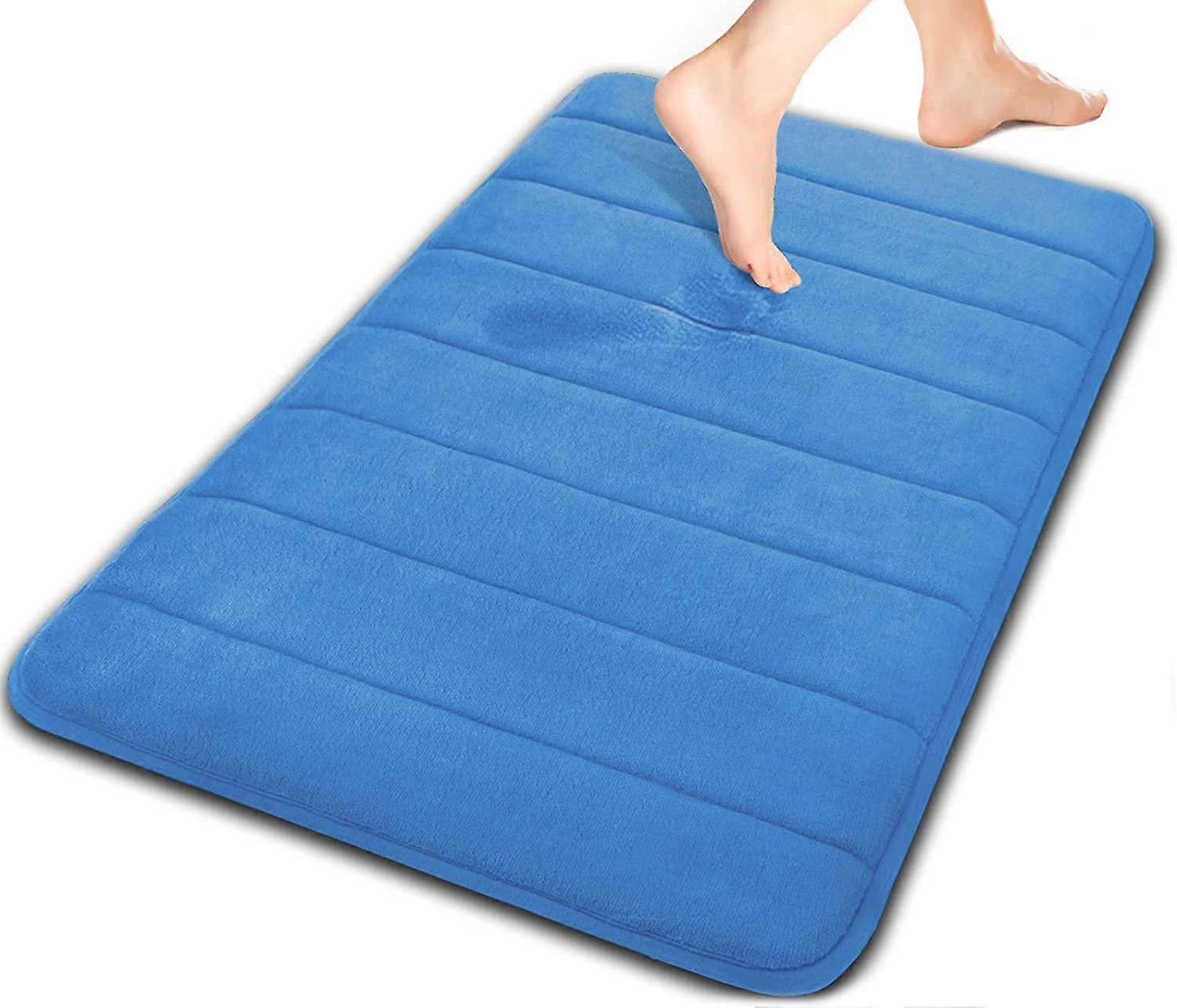 Memory Foam Bath Mat Large Size 31.5 by 19.8 Inches, Soft and Comfortable, Super Water Absorption, Non-Slip, bule