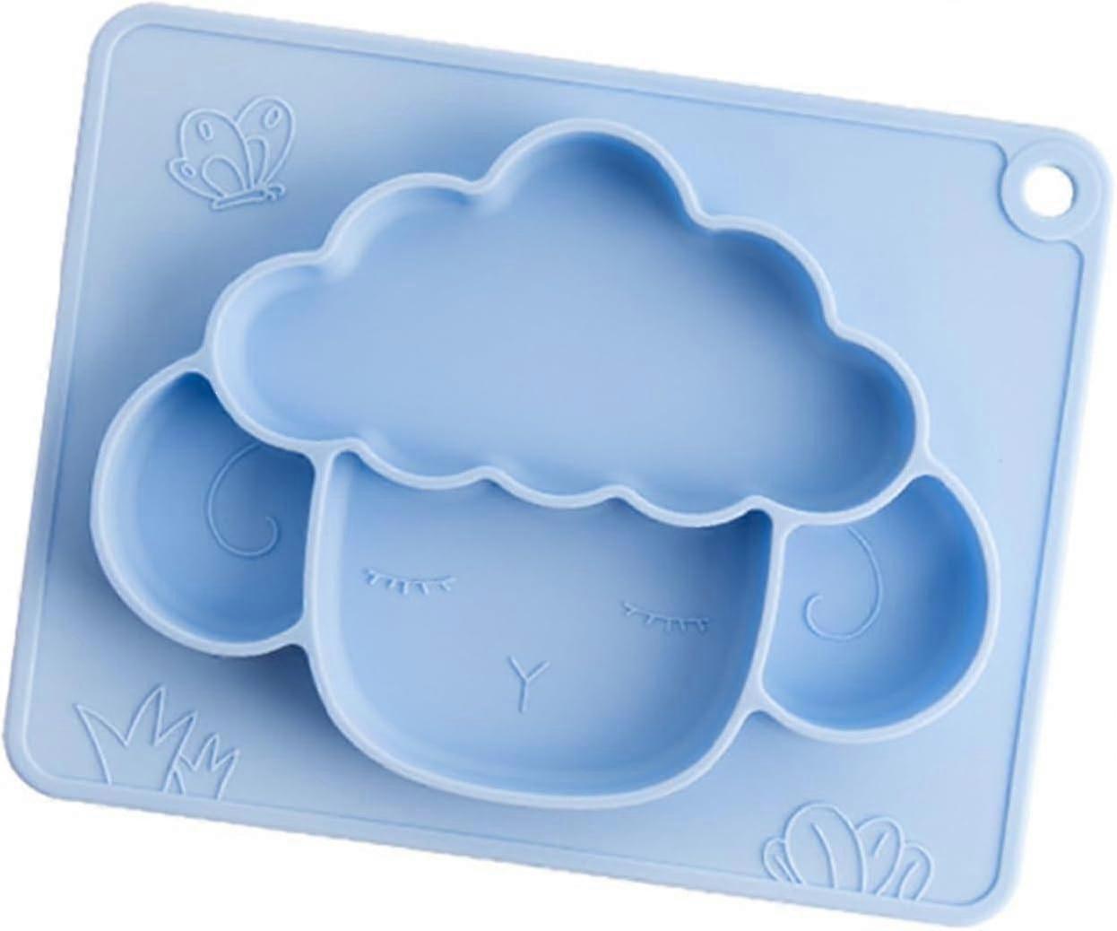 Baby Feeding Plate - Elastic Anti-slip Silicone with Individual Grid, Practical for Home Use
