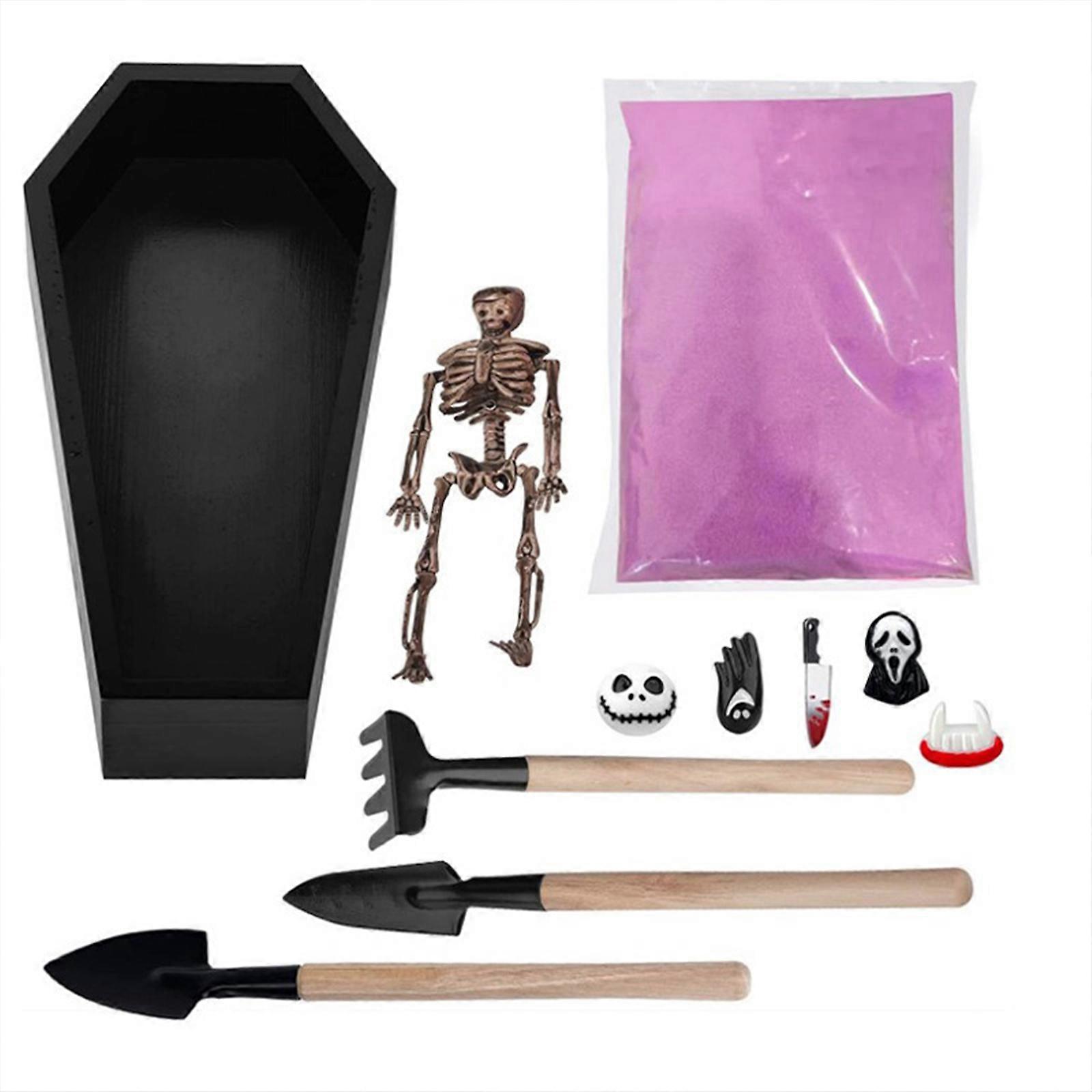 11pcs Coffin Bones and Skull Halloween Decoration, Knife Prop for Halloween Party Costume Accessory