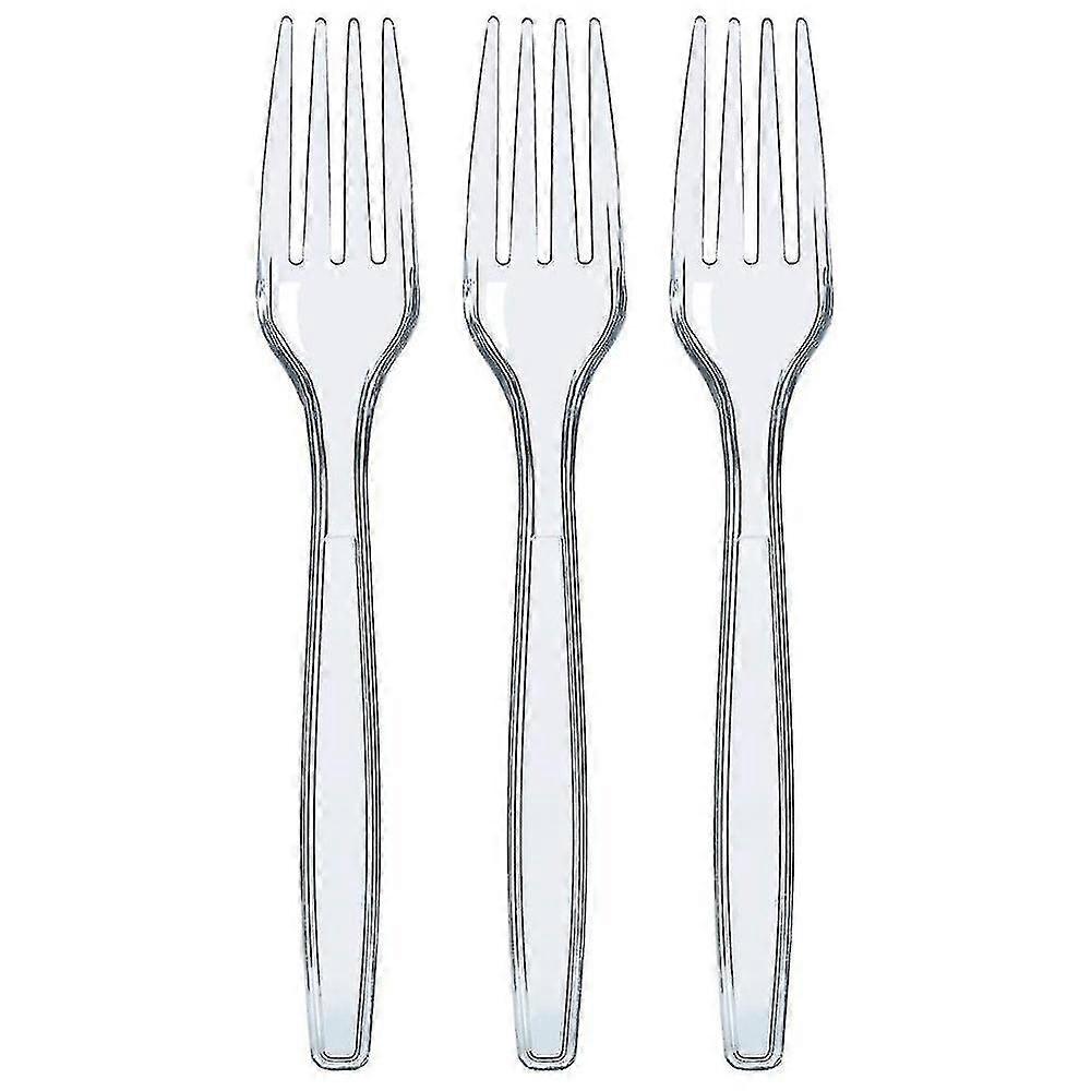 Couverts jetables en plastique transparent Ustensiles jetables Poids lourds 100 Count (fourchettes)