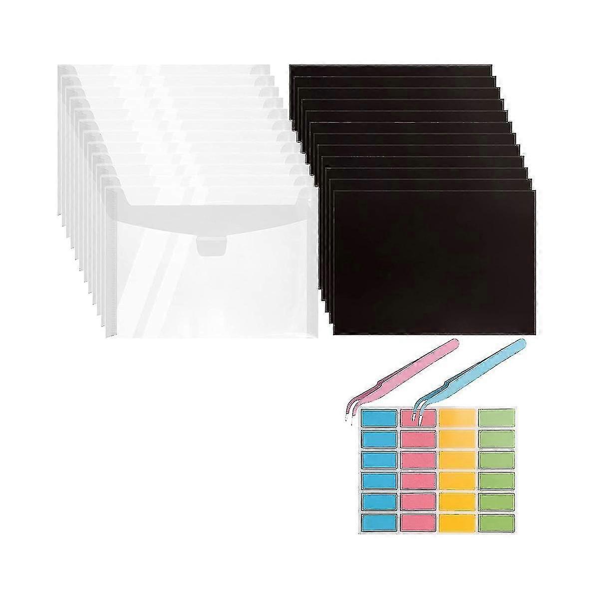 12pcs Clear Stamp And Die Storage Bag With 12pcs Rubber Magnetic Sheets, Die Storage Set With 2pcs-ZZY