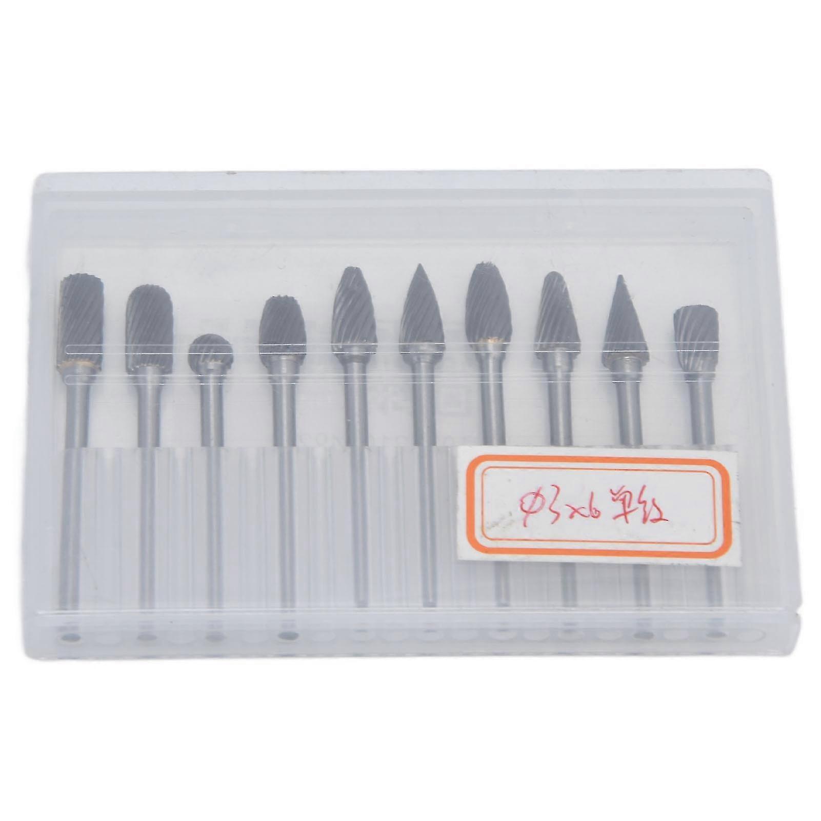 10Pcs High Speed Double Cutting Tungsten Steel Grinding Head for Polished Single Pattern Digital Caliper (Carbon Material, 0-300mm Range, 0.3mm Accura