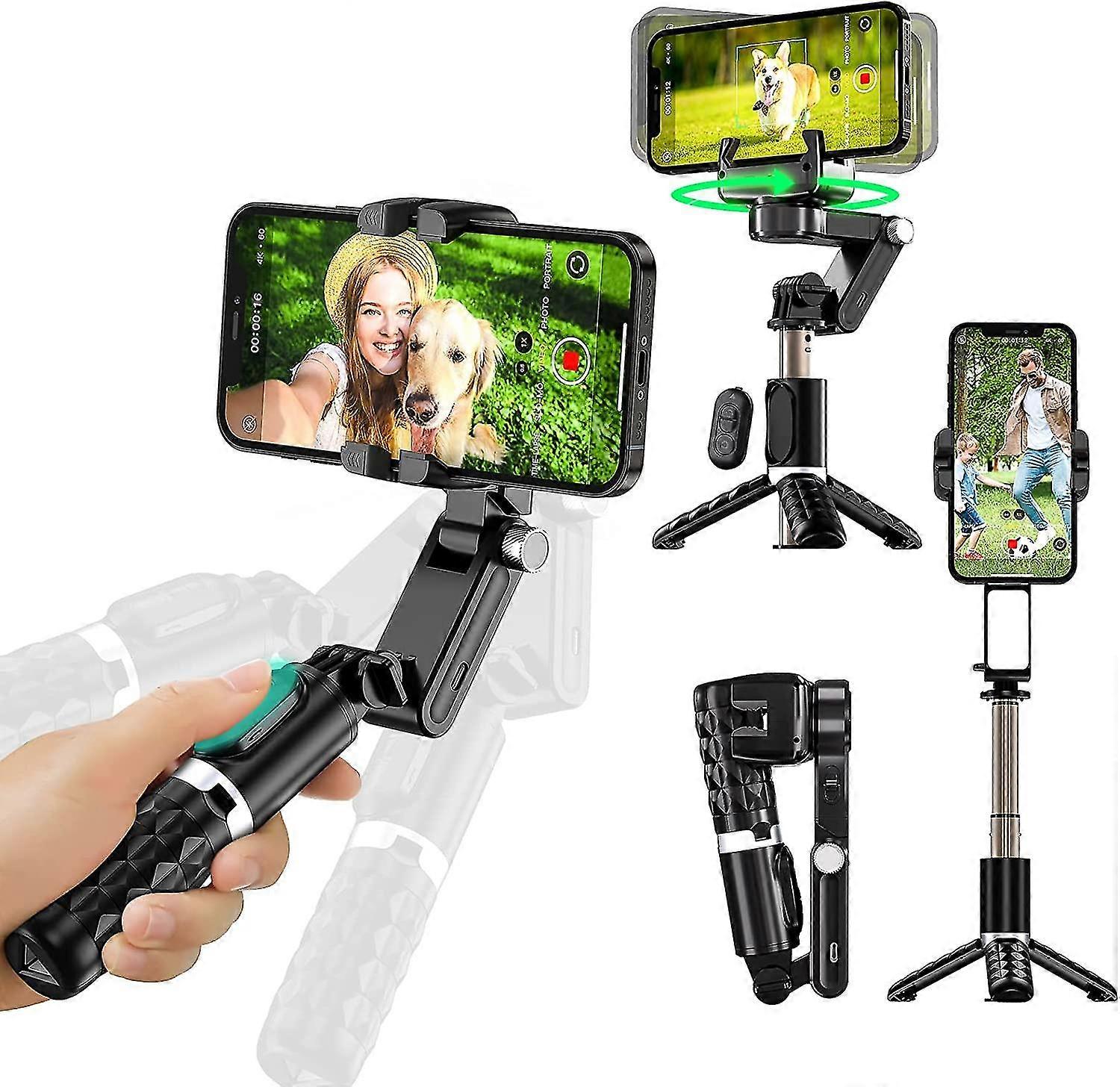 Stabilizator gimbalowy ze statywem do telefonu do smartfonów, ręczny gimble ze zdalnym selfie stick 360 Stojak do śledzenia twarzy