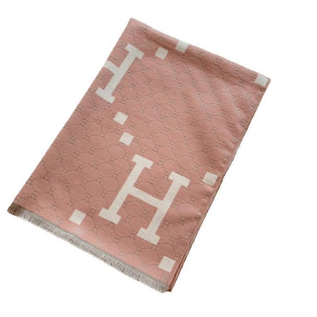 Écharpe Pashmina avec impression de lettre H châle double face mode enveloppe chaude épaissir écharpe pour dame