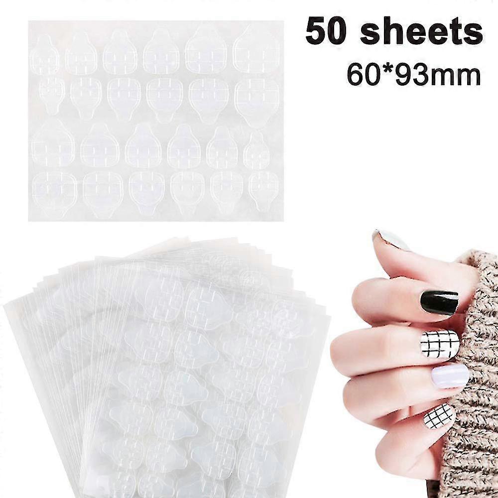 50 Sheets Nail Glue Stickers, Double-sided Transparent For Manicure