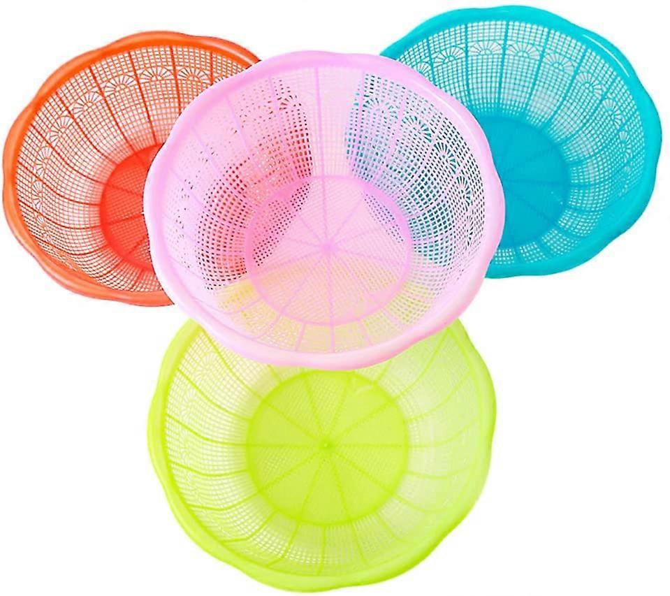 5pcs Plastic Rice Basket Multifunctional Fruit Vegetables Colander Washing Baskets(Random Color)