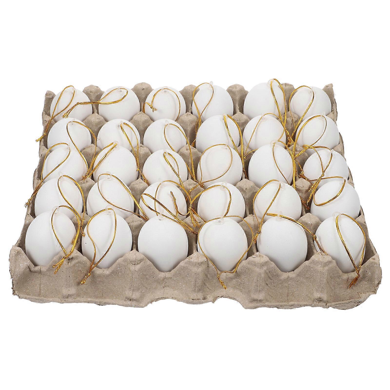 1Set Home White Easter Eggs Plastic Unfinished Eggs Ornament Easter Decors