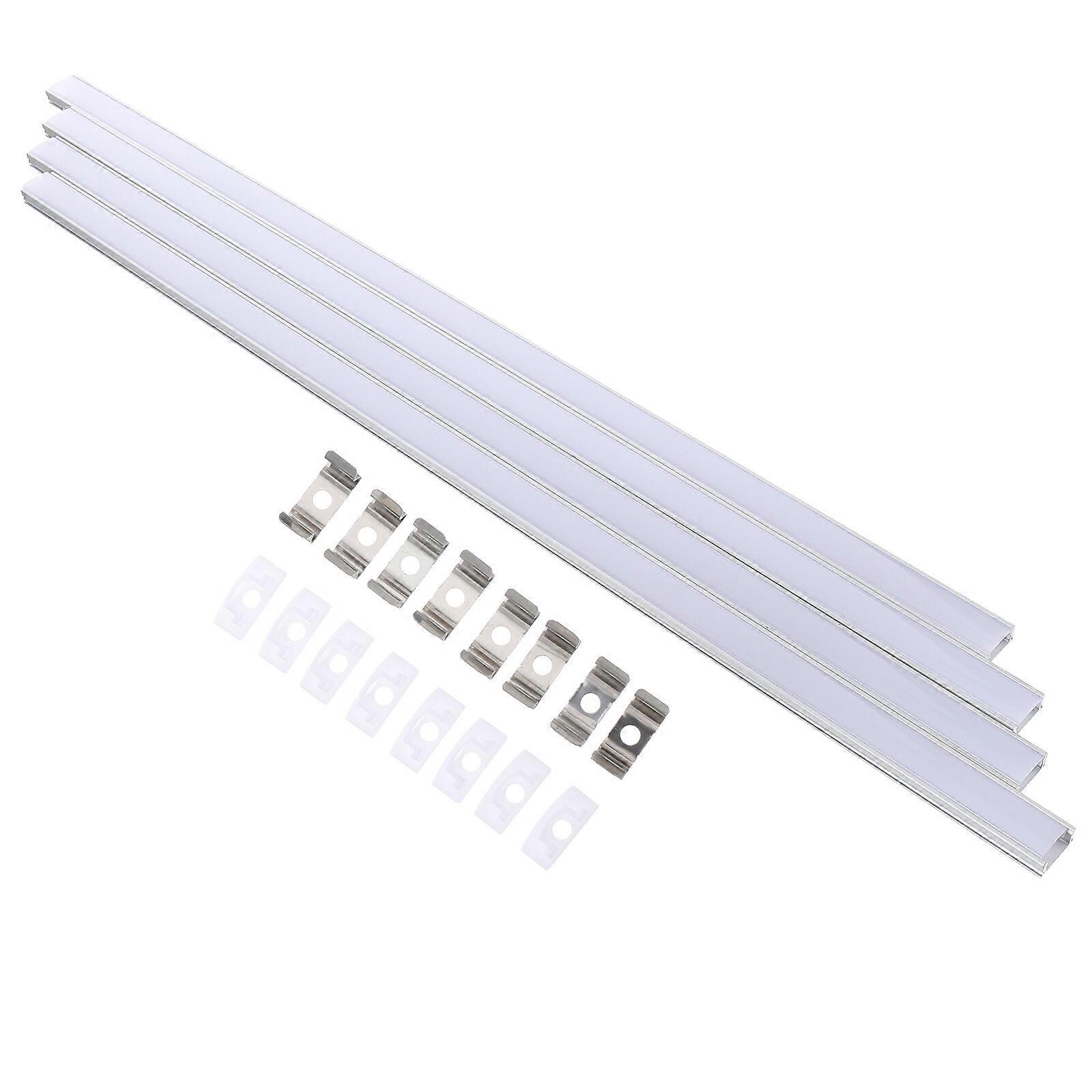 4 ensembles de diffuseur LED en forme de U argenté avec couvercle blanc laiteux