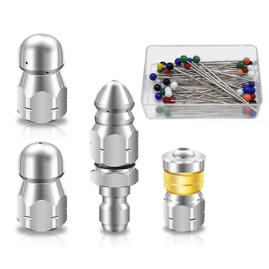 6pcs Sewer Jet Nozzle Kit, Stainless Steel Sewer Jetter 1/4 Inch Npt For Pressure Washer, Drain Sewer Cleaning Tool