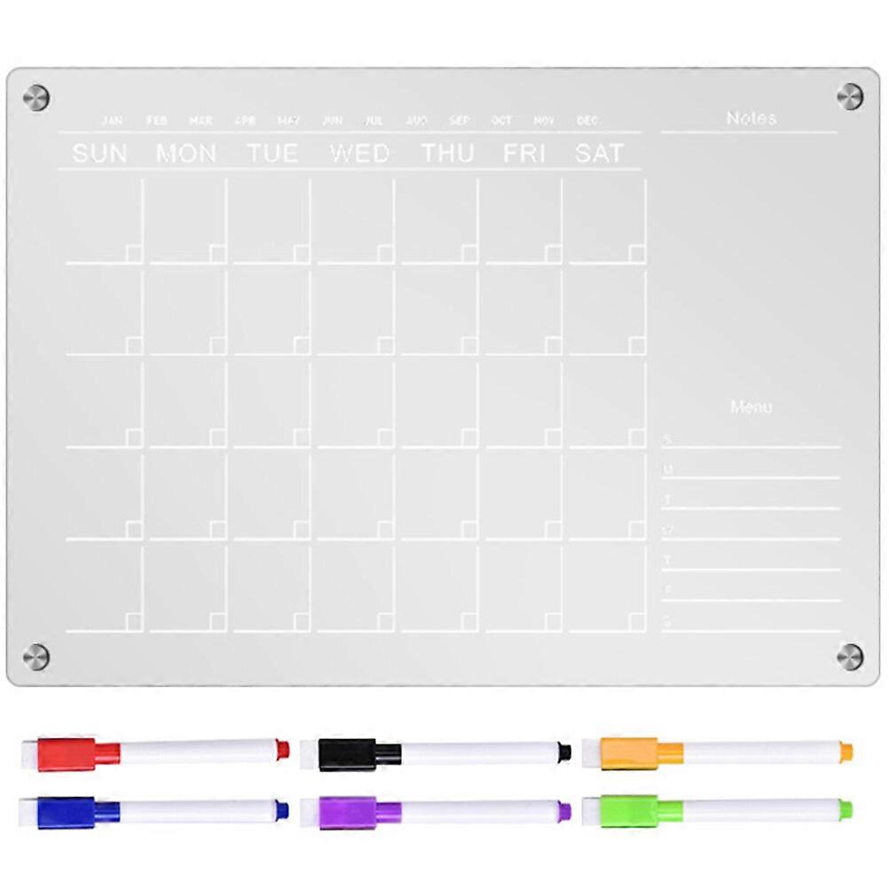 1 Set of Acrylic Memo Board with Pens Magnetic Weekly Planner Fridge Board List Writing Board