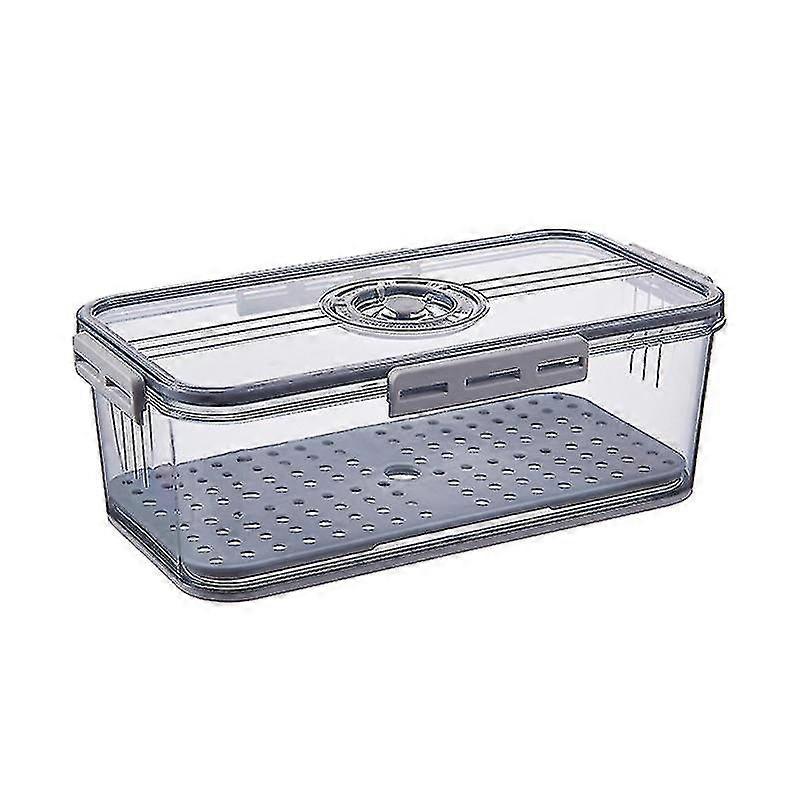 Plastic Food Storage Box Container With Lid And Drain Tray Timing Function Fridge Produce Saver Refrigerator Organizer