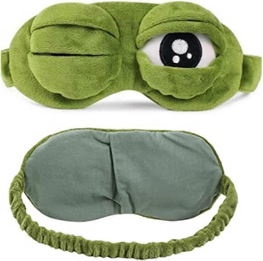 3D Unisex Frog Eye Sleeping Mask, Soft Padded Eyemask Shade Cover Rest Relax Blindfold with Elastic Band for Home Sleep Travel, Soft Plush Blackout Ey