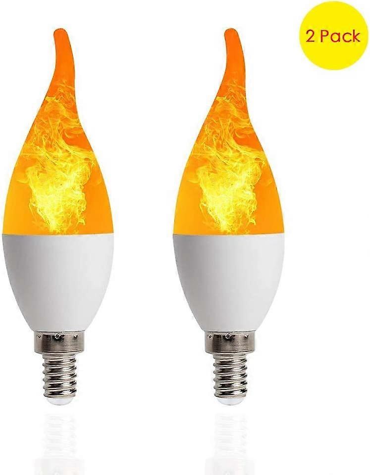 2Pcs Flame Light Bulb LED Flame Twinkle Effect Fire Bulbs Reverse Light Bulb Vintage Decoration,E14