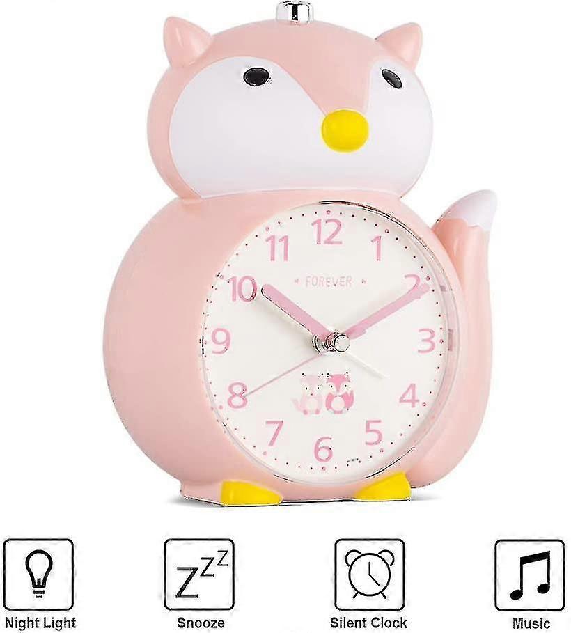 素敵なキツネ目覚まし時計明るい常夜灯目覚まし時計ミュート目覚まし時計テーブルデスククロック子供ギフト-MXBC