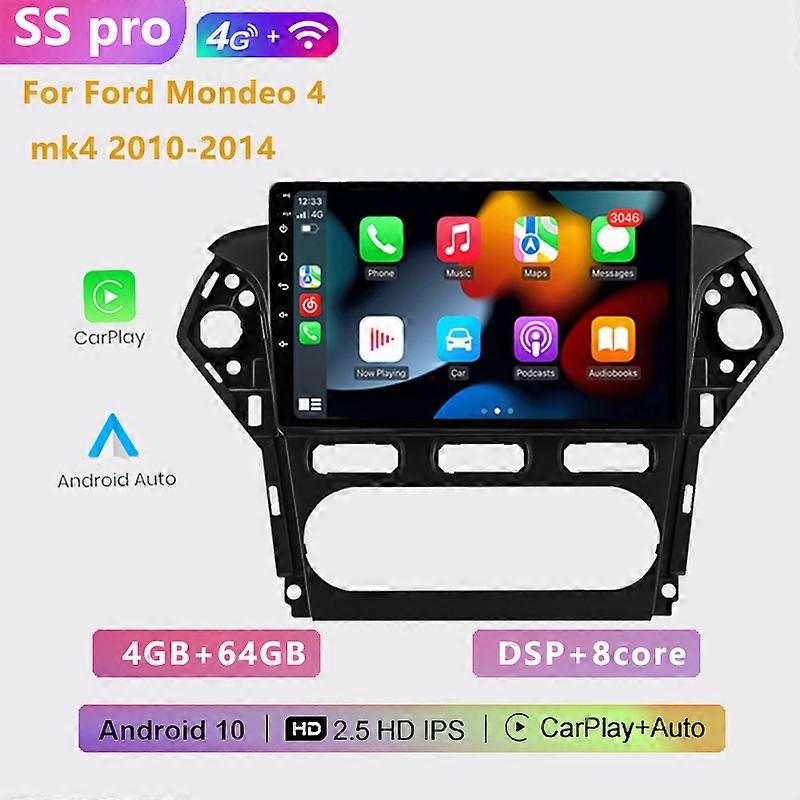 2DIN NO dvd 4G+64G android 10.0 auto car multimedia video player carplay GPS navigation For Ford Mondeo 4 mk4 2010-2013 2014