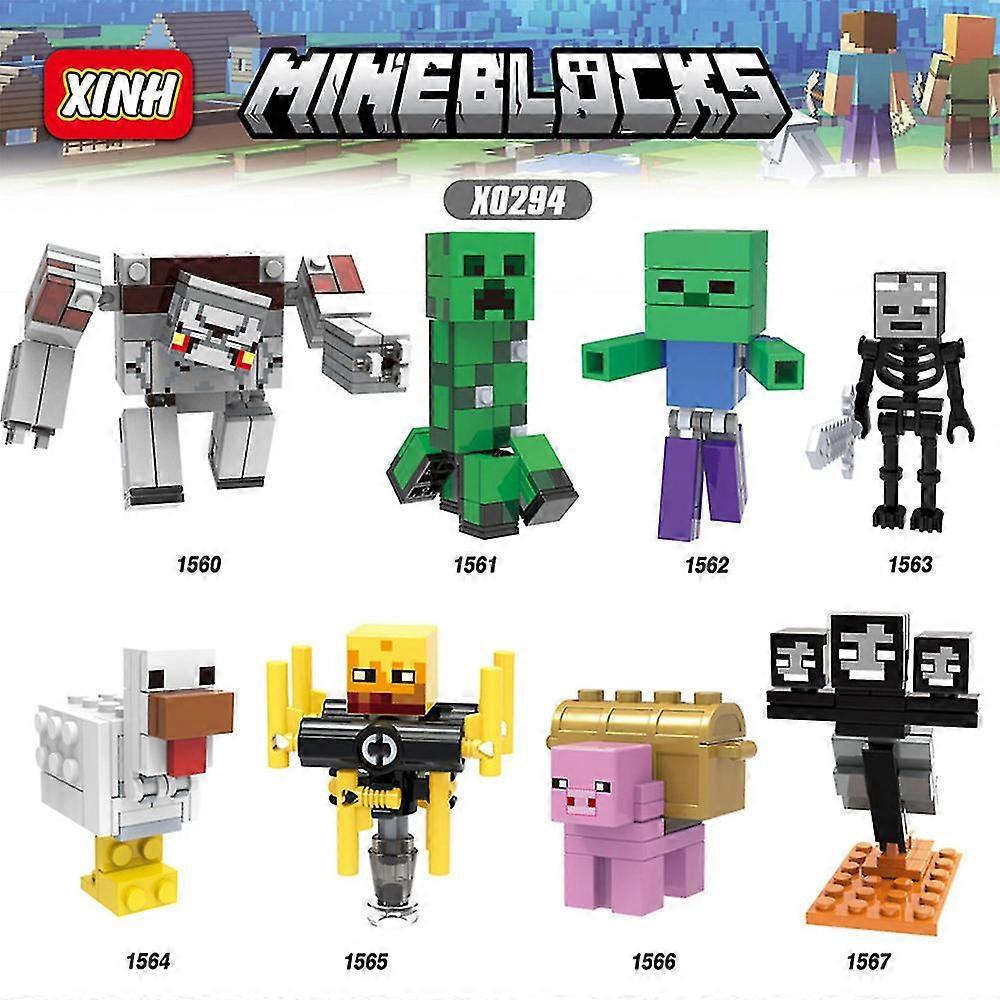 8pcs/set Minecraft Series Minifigure Building Blocks Mini Action Figures  Toys For Kids Gifts