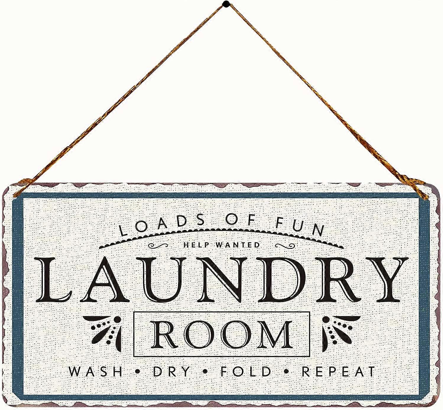 楽しいランドリールームビンテージメタルサインウォールアートハンギング素朴な農家の家の装飾ランドリールーム、バスルーム、洗面所5X10インチの負荷