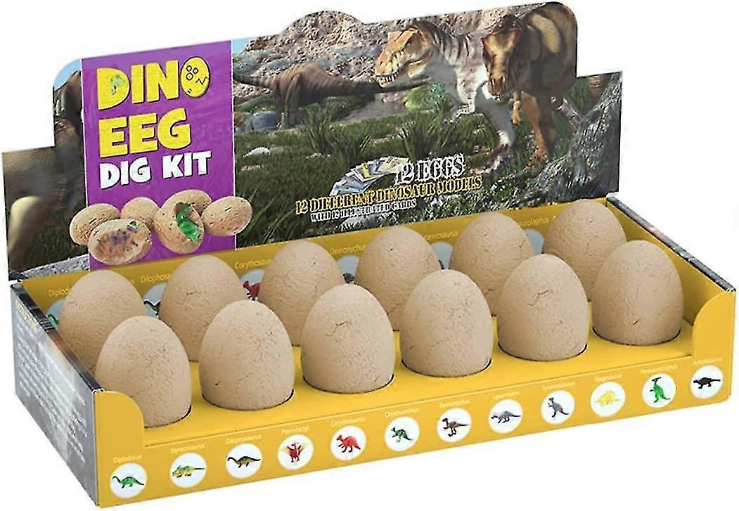 12pcs Dinosaur Egg W/12 Introduction Cards And Dig Tools Educative Dinosaur Excavation Kit Parent-children Interactive Dinosaur Egg Dig Kit Best