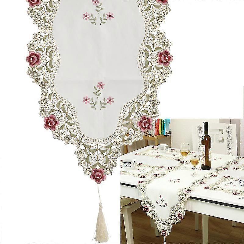 Washable floral embroidery table runner 250x40cm