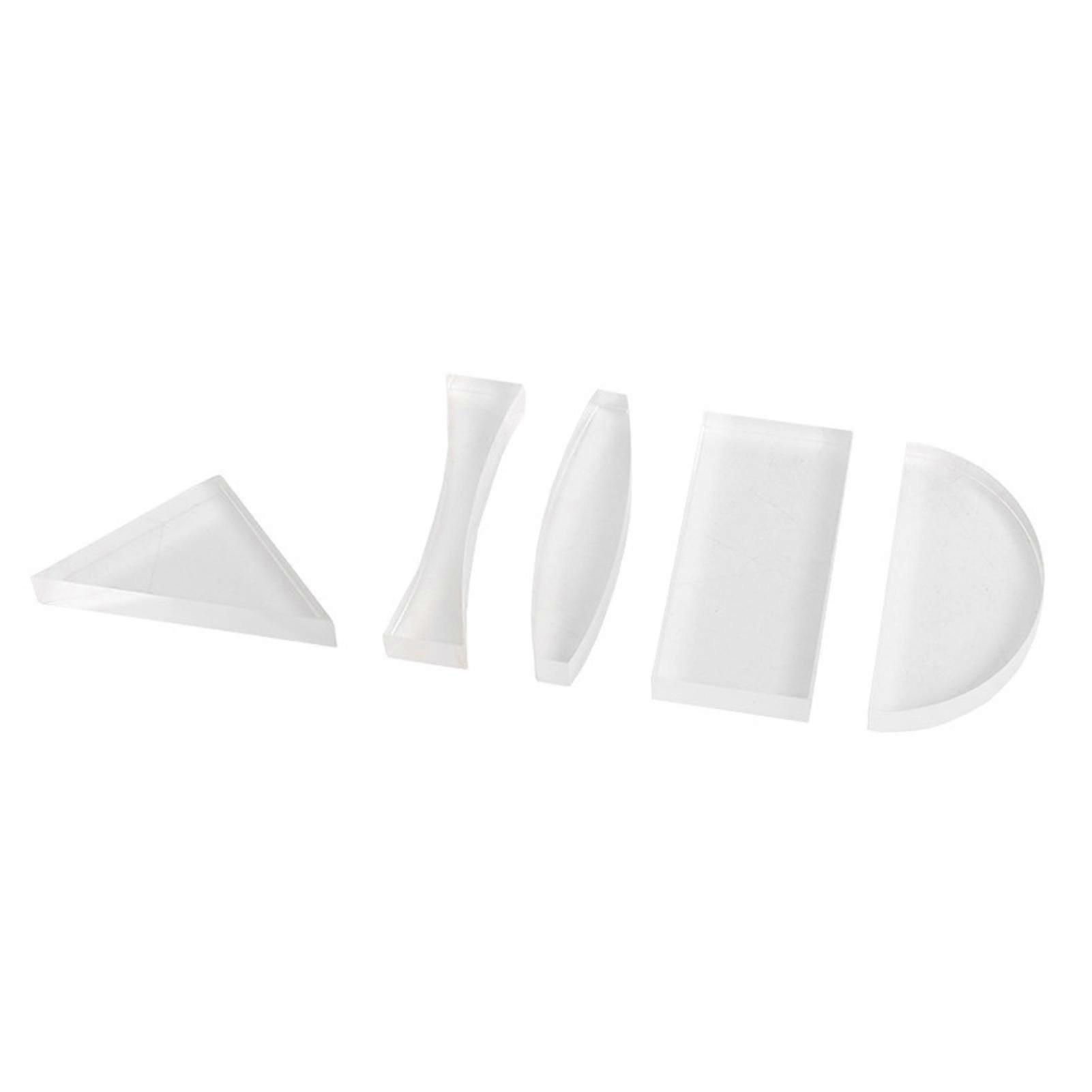 5pcs/Set Reflection Optics Prism Semicircle Physical Triangle Experiment Reflection Cylindrical Concave Lens For Child