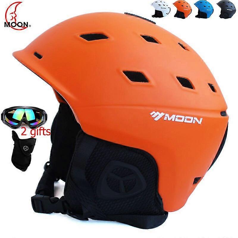 MOON Kayak Snowboard Kask Kapağı Sonbahar Kış Yetişkin Erkekler Kaykay Ekipmanları Spor Güvenliği Kayak Kaskları Gözlüklü 2 Hediyeler