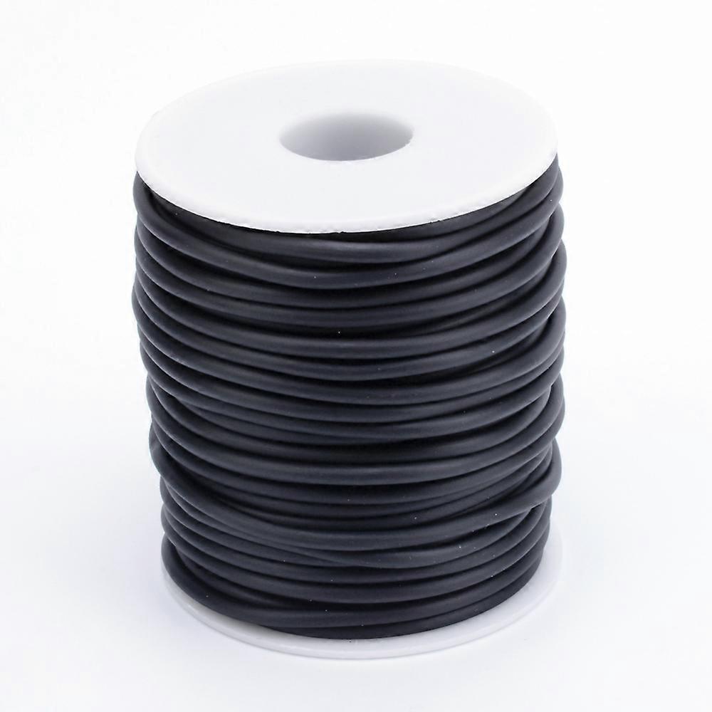 1Roll PVC Tubular Solid Synthetic Rubber Cord No Hole Wrapped Around White Plastic Spool Black 2mm 32.8 yards(30m)/roll