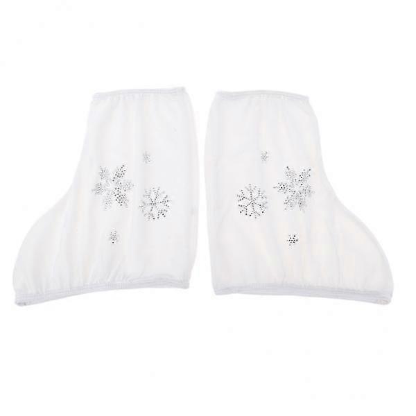 2x2pcs Ice Skate Boot Covers Protector for Figure Skating Velvet White-L