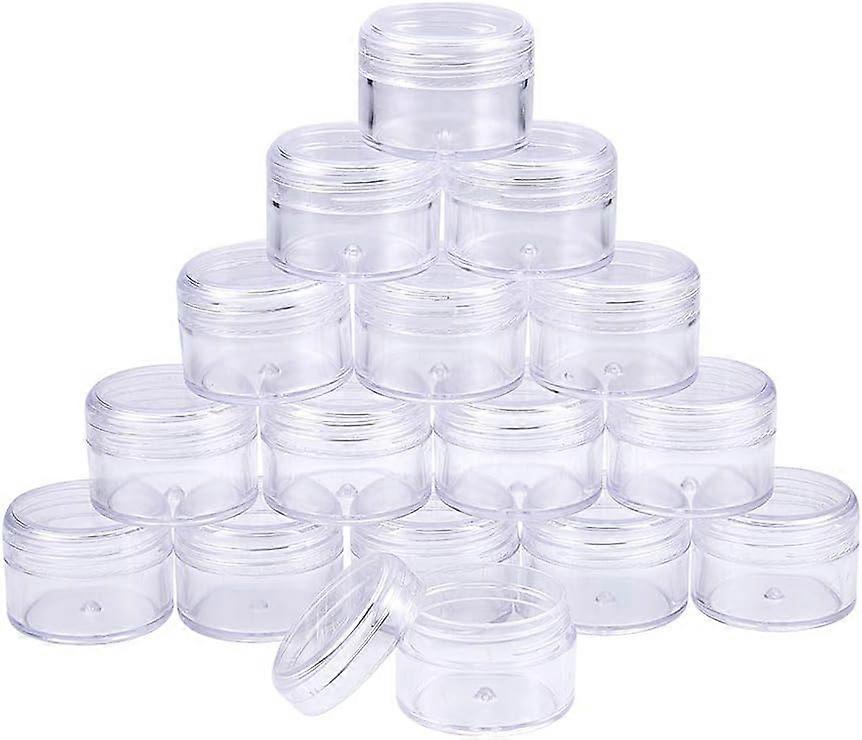 16 Pack 1.7"x1.22" (25ml) Empty Clear Plastic Bead Storage Container jar with Rounded Screw-Top Lids for Beads Nail Art Glitter Make Up Cosmetics and