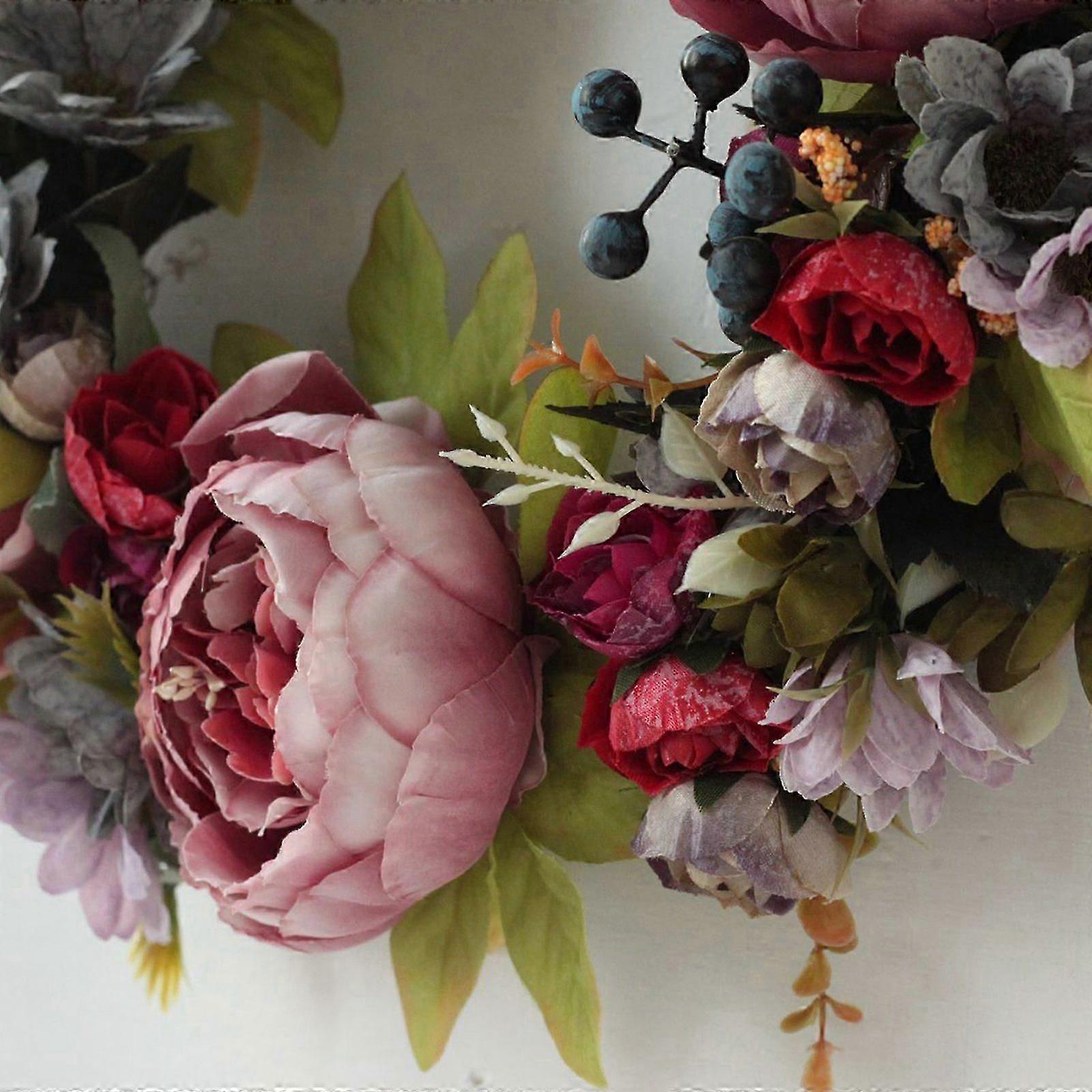 Artificial Peony Flower Wreath Spring Summer Fall Winter Wreath For ...