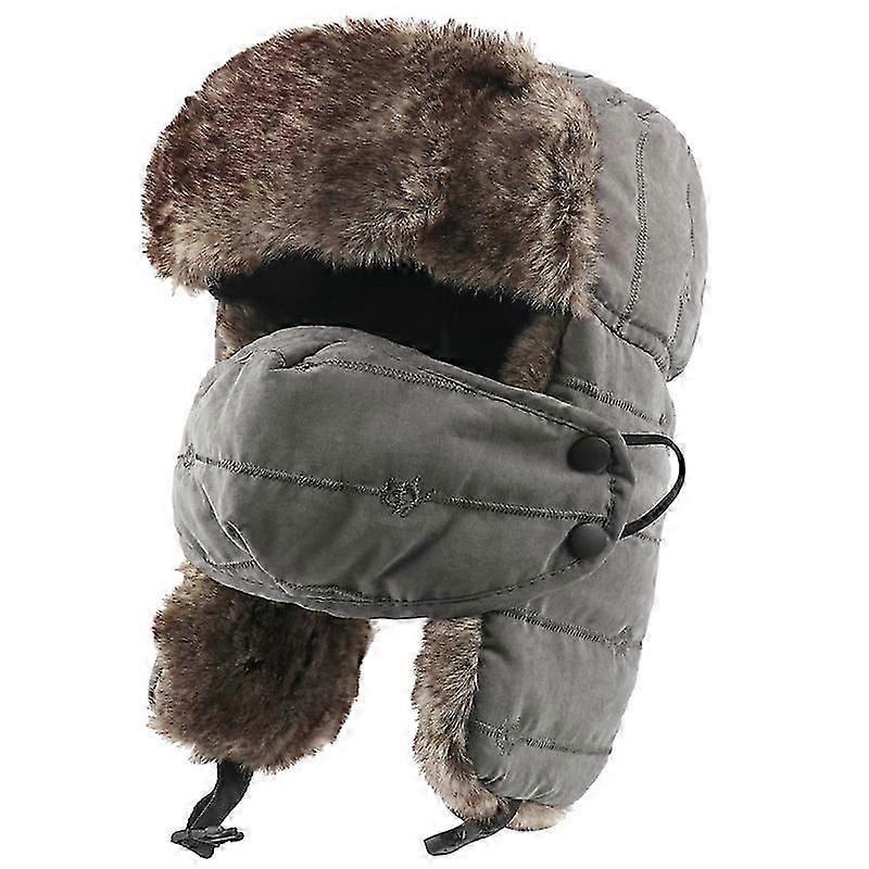 Winter Warm Kitten Embroidered Windproof Mask Ear Guard Cap (grey)