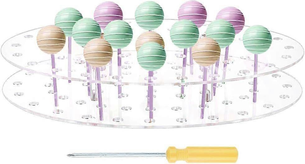 Cake Pop Stand Display with Screwdrivers 64 Hole Clear Acrylic Lollipop Holders Display Risers Oval Lollipop Stand Holder Candy or Sucker Stand for We