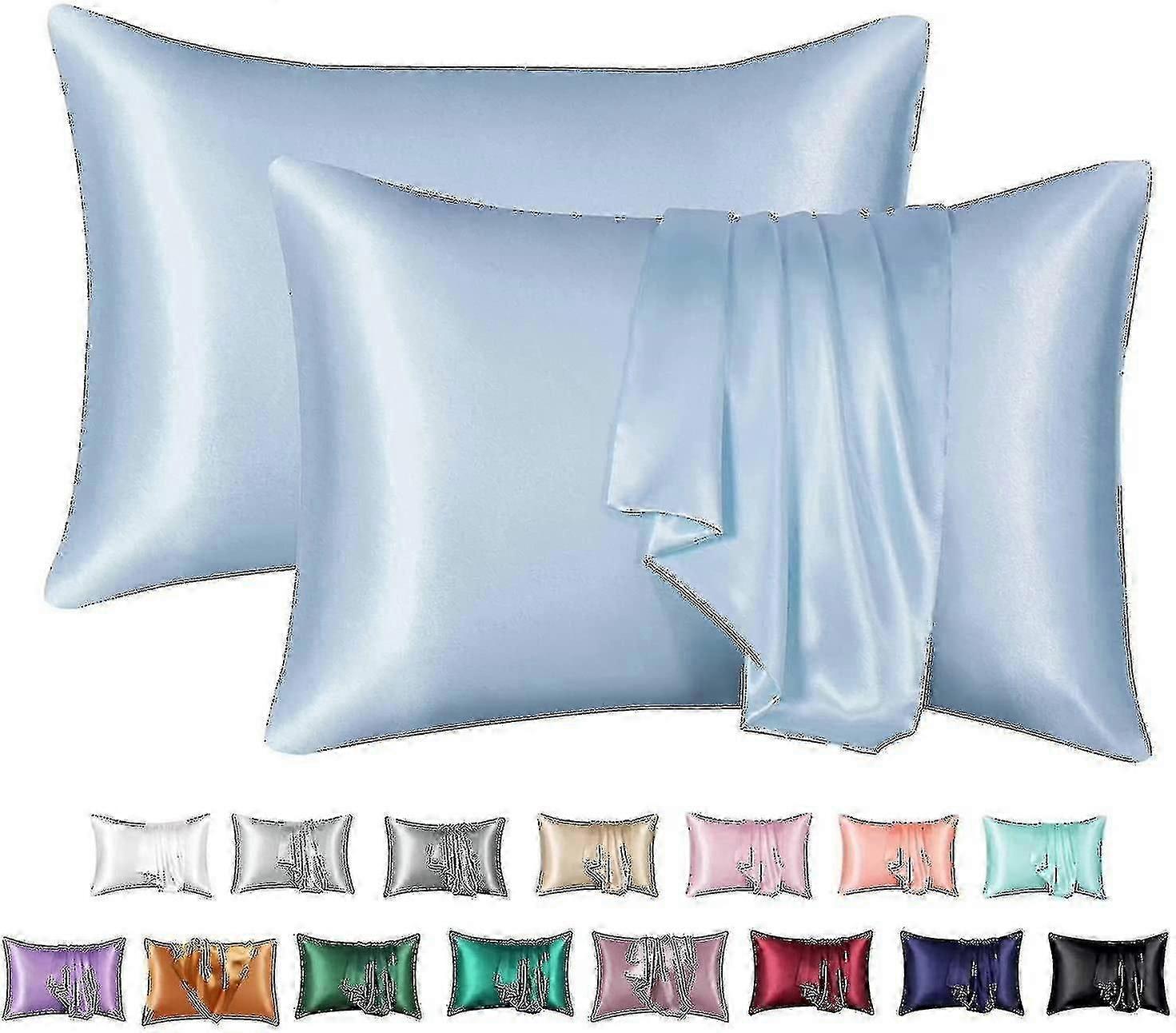 كيس وسادة حريري 2 عبوة ، 100٪ وسادة حرير التوت للشعر والجلد ، وسادة حريرية عد الخيط - ليان-جيد