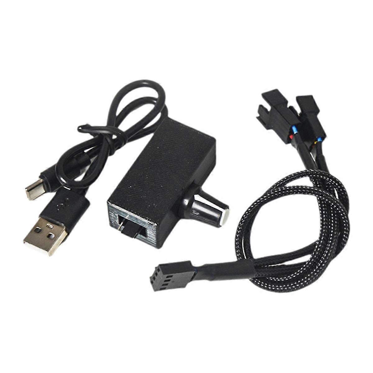 PWM Speed Controller 12V 4Pin PWM Fan Governor USB TYPE-C Power Supply DIY Watercooling Cooler with 1 to 2 Adapter Cable