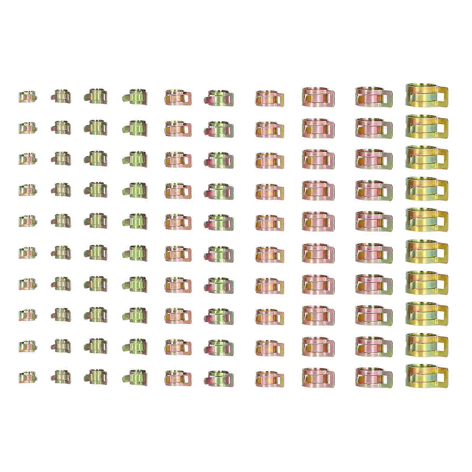 100Pcs Hose Clamp Zinc Plating Elastic Adjustable German Type Tube Clips Set FS090222