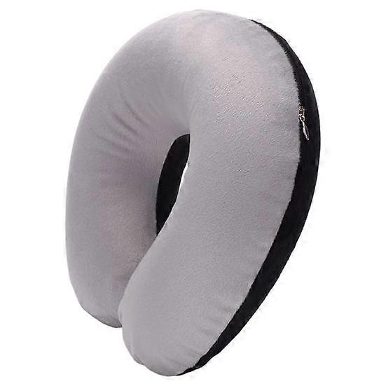 Practical U-shaped Neck Cushion Inflatable Support Neck Flocked Plush Fabric Outdoor Nap Travel Pillow Plane Accessories