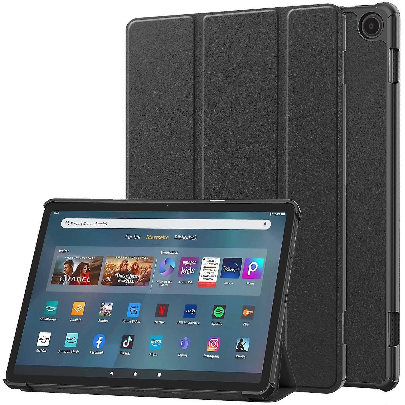 For Amazon Fire Max 11 Custer Pure Color 3-Fold Holder Smart Leather Tablet Case For  Amazon Fire Max 11
