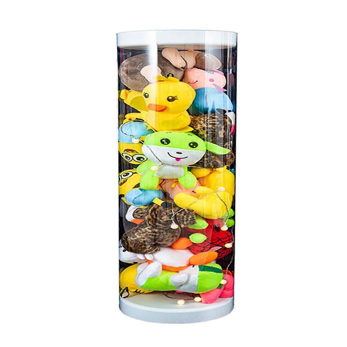 Stuffed Toy Storage Bucket ,PET Transparent Dust Proof Easy Operation Stable Toy Storage Tool 50x26cm