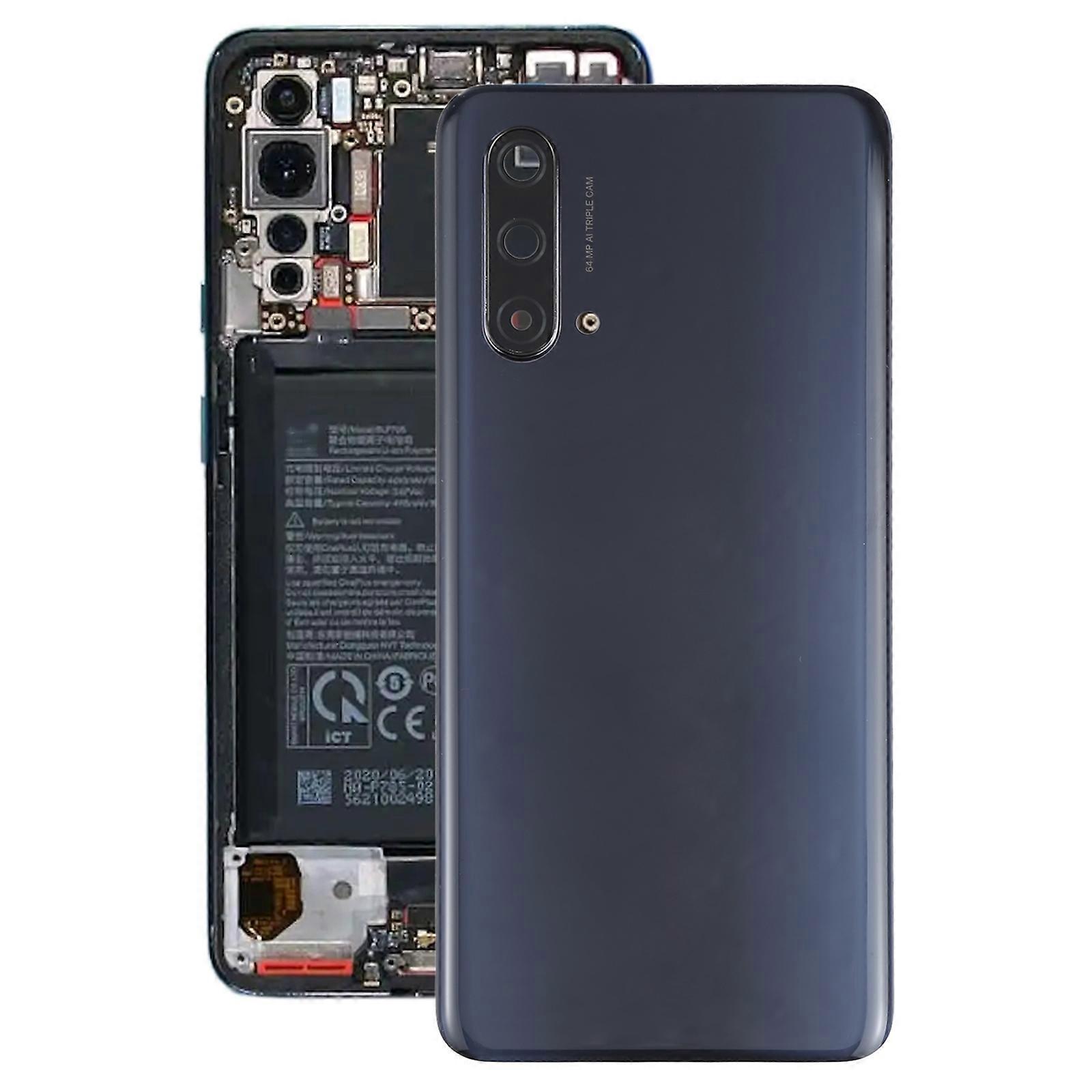 Cache arrière de batterie pour OnePlus Nord CE 5G avec cache d'objectif d'appareil photo (noir)