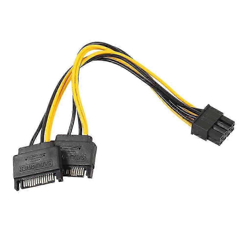 Dual 15Pin SATA to PCI-E 8Pin Cable PC Computer Graphics Card Power Cord