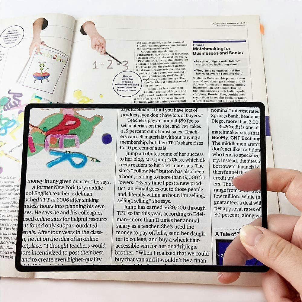 2pcs 3X (300%) Page Magnifier for Reading Small Prints, Low Vision Aids and Solar Project Reading PVC Magnifier Large Area Slim Business Card Style Ma
