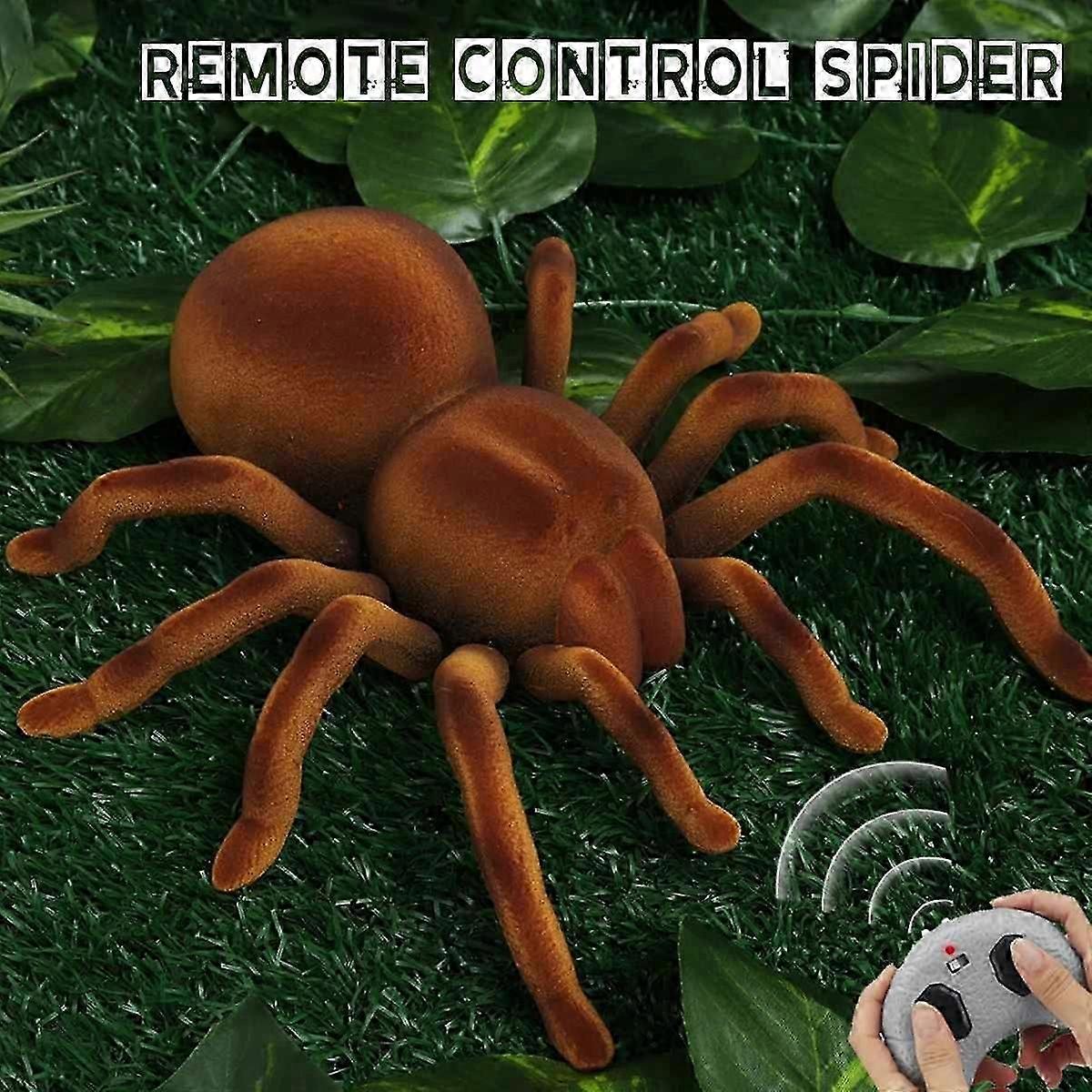 Electronic pet Remote Control Simulation tarantula Eyes Shine smart black Spider 4Ch Halloween RC Tricky Prank Scary Toy gift