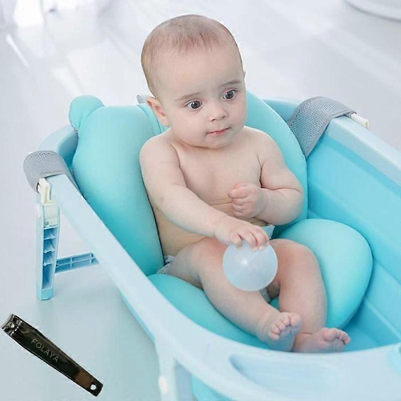 Baby Infant Bath Mat - FOLAYA - Floating Bath Cushion - Blue - 6 months and up