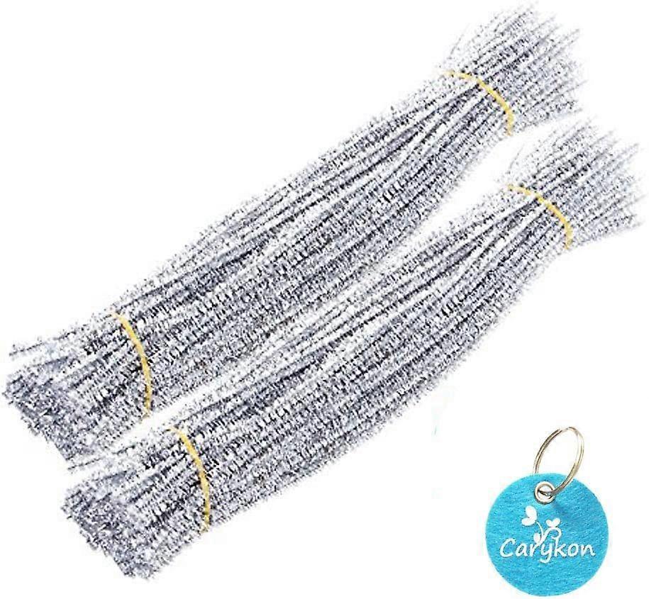 Hastes de Chenille Tinsel Creative Art 6 mm x 12 Polegadas, Pacote de 200 (Prata)