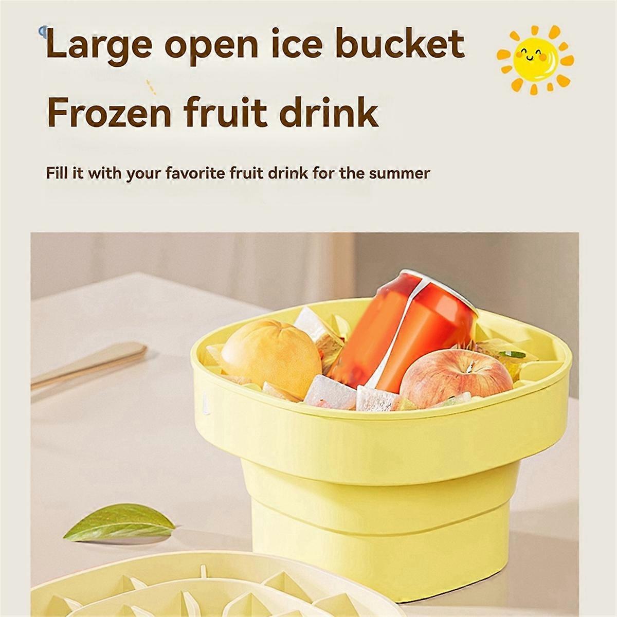 Silicone Telescopic Ice Bucket Folding Silicone Press Homemade Frozen Ice Household Ice Storage Box.