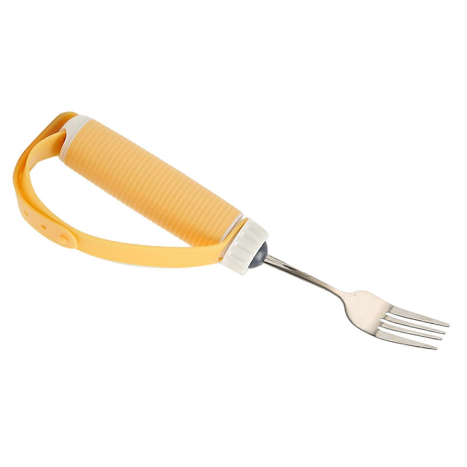 Adaptive Utensils Fork Easy Grip Stainless Steel Eating Aids Utensils with Adjustable Strap for Disabled Patient Elderly