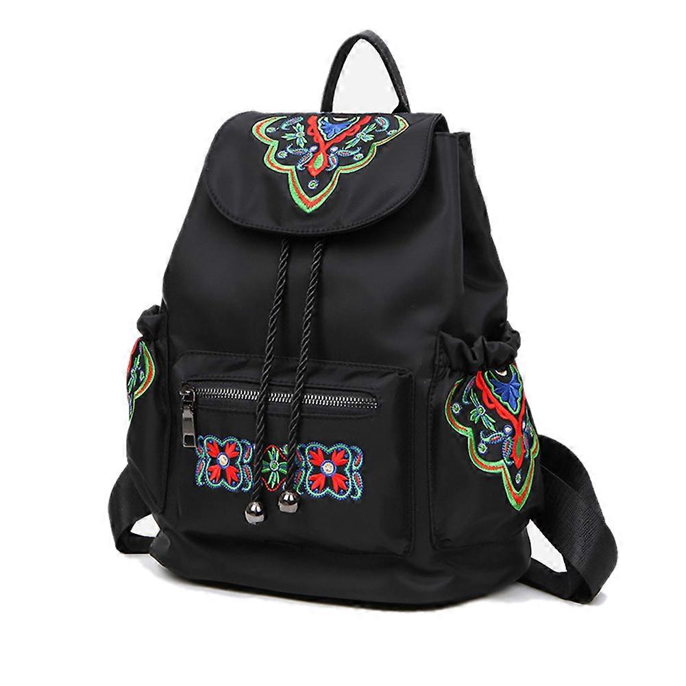 National Style Backpack Embroidery Pattern Canvas Backpack Unisex Casual Daypack Durable Canvas