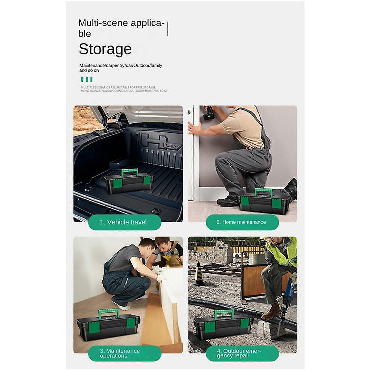 10 Inch Tool Box Plastic Tool Storage Box with Handle for Carpentry and Electrician Repair Portable